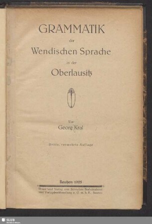 Grammatik der wendischen Sprache in der Oberlausitz