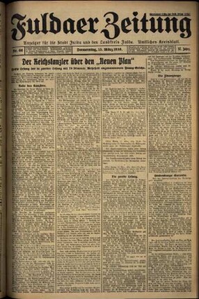 Erste Ausgabe vom Donnerstag, den 13. März 1930.