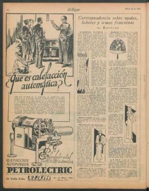 Correspondencia sobre modas, labores y temas femeninos