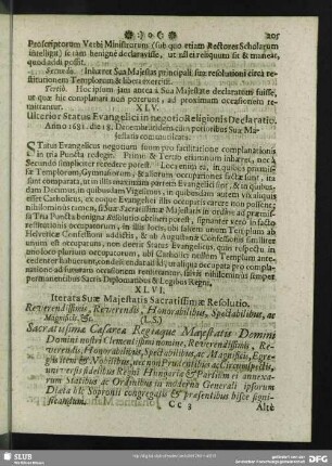 XLV. Ulterior Status Evangelici in negotio Religionis Declaratio. 18. Decemb. 1681