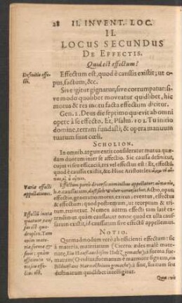 II. Locus Secundus De Effectis.