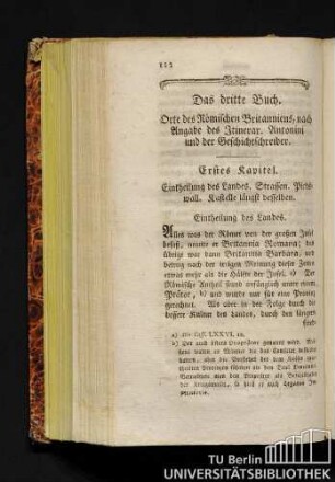 Erstes Kapitel. Eintheilung des Landes. Straßen. Pictswall. Kastelle längst desselben.