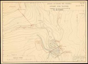Talsperre für den Hahnenbach bei Kirn Schinkelwettbewerb 1935: Erddamm: Lageplan der Baustelleneinrichtung 1:2500