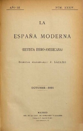 La España moderna : revista ibero-americana. 34/36. 1891 = Jg. 3