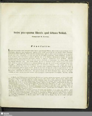 Series praeceptorum Illustris apud Grimam Moldani