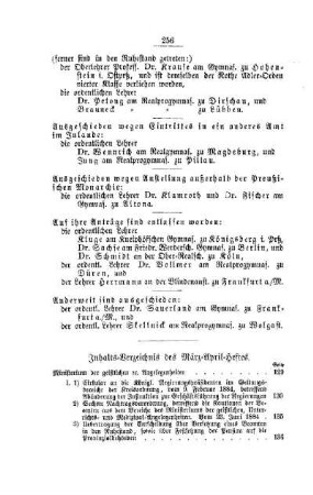 Inhaltsverzeichniß des März-April-Heftes
