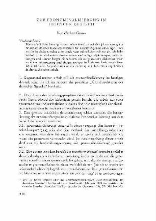 Zur Pronominalisierung im heutigen Deutsch