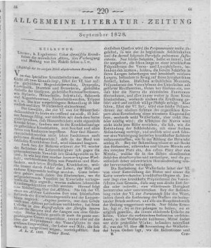 Scheu, F.: Ueber die chronischen Krankheiten des männlichen Alters, ihre Vorbeugung und Heilung. Leipzig: Engelmann 1826 (Beschluss der im vorigen Stück abgebrochenen Recension)
