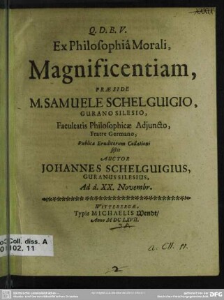 Ex Philosophia Morali, Magnificentiam