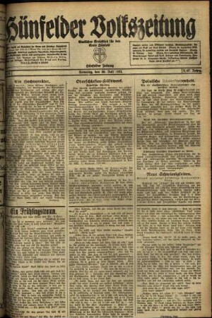 Ausgabe vom Samstag, den 30. Juli 1921.