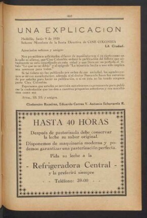 Una explicación - [Correspondencia]