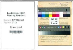 Entnazifizierung Josef Simon, geb. 16.12.1911 (Angest.)