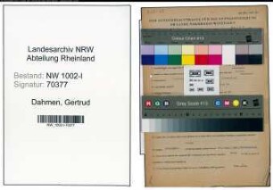 Entnazifizierung Gertrud Dahmen , geb. 17.02.1897 (Kauffrau)