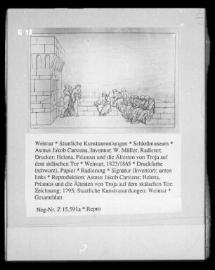 Helena, Priamus und die Ältesten von Troja auf dem skäischen Tor