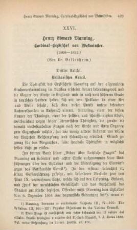 429-446 Henry Edward Manning, Cardinal-Erzbischof von Westminster (1808-1892) : III.