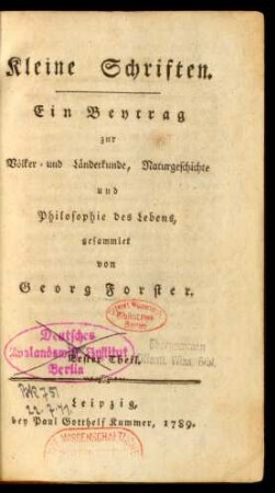Th. 1: Kleine Schriften