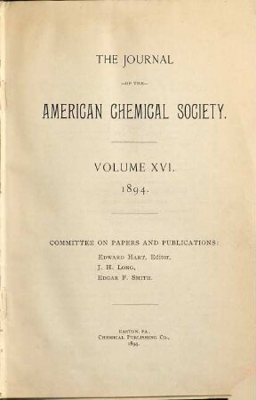 Journal of the American Chemical Society : JACS. 16. 1894