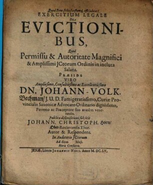 Exercitium Legale De Evictionibus