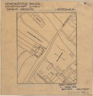 Fischer, Theodor; Marktredwitz; Baugenossenschaft Vereinigte Chamottfabrik, Wirtshaus - Lageplan