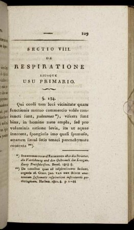 Sectio VIII. De Respiratione eiusque Usu Primario