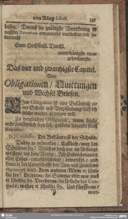 Das vier und zwantzigste Capitel. Von Obligationen, Quittungen und Wechsel-Briefen