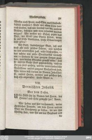 VIII. Vermischten Inhalts.