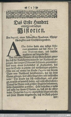 Das Erste Hundert nützlicher und lustiger Historien