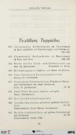 Textilien, Teppiche (Nr. 872-909)
