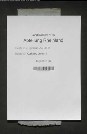 Verzeichnis über die empfangenen Reversalien der von Erzbischof Hermann von Wied belehnten Lehnsträger