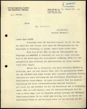 G. Rodenwaldt an W. Wrede