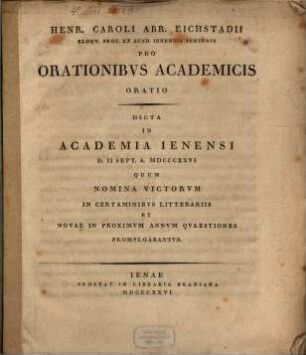 Pro orationibus academicis oratio