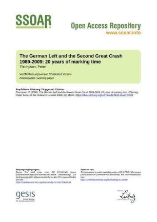The German Left and the Second Great Crash 1989-2009: 20 years of marking time