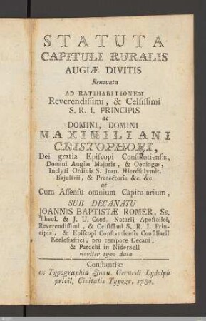 Statuta Capituli Ruralis Augiæ Divitis