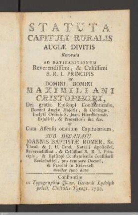 Statuta Capituli Ruralis Augiæ Divitis