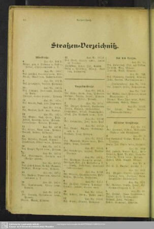 Häuserbuch : Straßen-Verzeichniß
