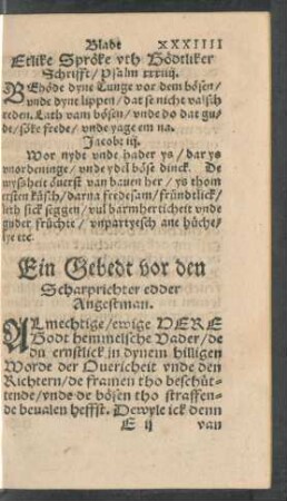 Ein Gebedt vor den Scharprichter ...