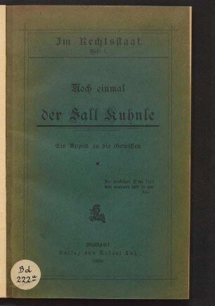 Noch einmal der Fall Kuhnle : ein Appell an die Gewissen