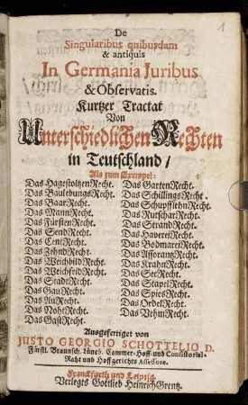 De Singularibus quibusdam & antiquis In Germania Iuribus & Observatis