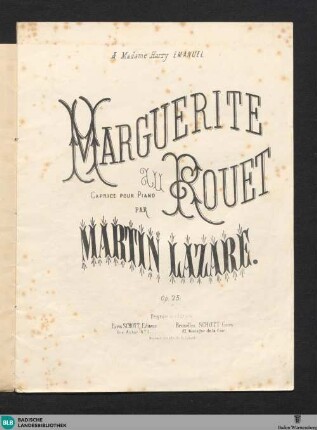 Marguerite au Rouet : caprice pour piano; op. 25