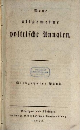Neue allgemeine politische Annalen, 17. 1825