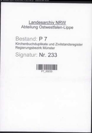 Zivilstandsregister der Mairie Ahaus (Geburten 1812). (Gemeinde: Ahaus, Kreis Ahaus)