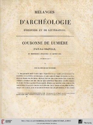 Couronne de lumière d'Aix-la-Chapelle, et monuments analogues du Moyen Age
