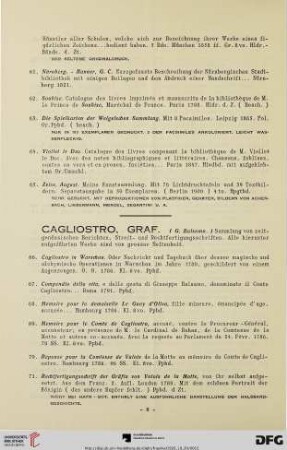Cagliostro, Graf. (Nr. 66-72)