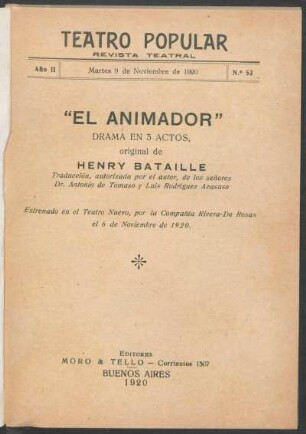 2.1920=Nr. 53: El animador : drama en 3 actos