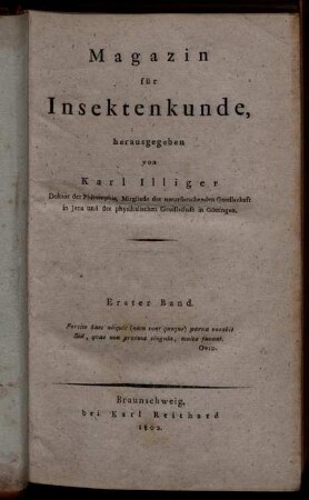 1: Magazin für Insektenkunde