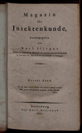 1: Magazin für Insektenkunde