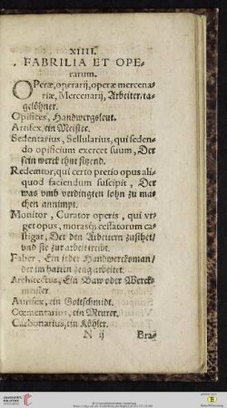 XIIII. Fabrilia et operarum