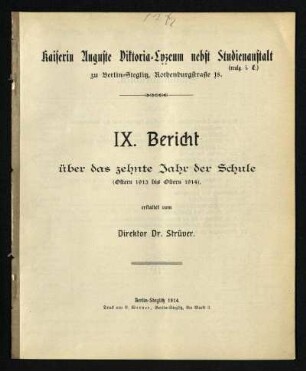 1913/14: Bericht ... - 1913/14