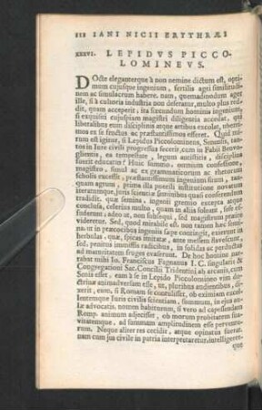 XXXVI. Lepidus Piccolomineus.