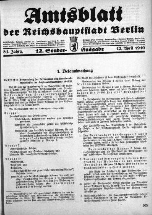 12. Sonder-Ausgabe, 12. April 1940
